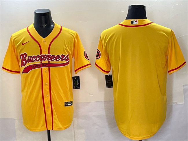 Men's Tampa Bay Buccaneers Blank Gold Cool Base Stitched Baseball Jersey